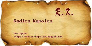 Radics Kapolcs névjegykártya